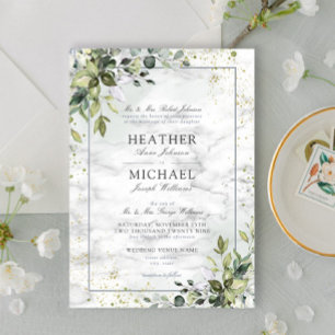 Light Dusty Blue Eucalyptus Greenery Succulent Inv Invitation