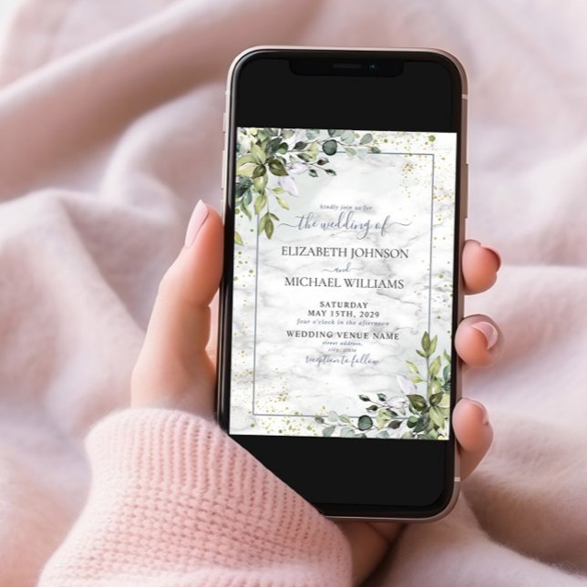 Light Dusty Blue Eucalyptus Greenery Succulent Invitation (Creator Uploaded)