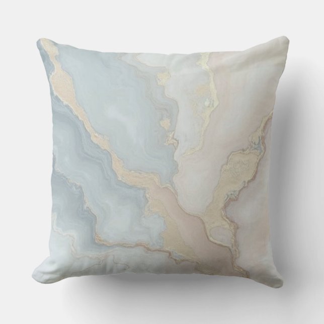 Light Dusty Blue Grey Beige Cream Abstract Cushion (Front)