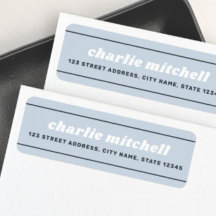 Light dusty blue modern retro lines return address label