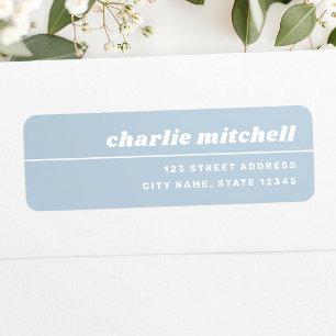 Light dusty blue retro font trendy return address label