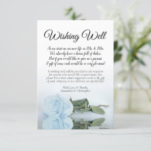 Light Dusty Blue Rose Wedding Wishing Well Poem Enclosure Card