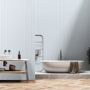 Light Dusty Blue Two Inch Wide Butcher Stripe Wallpaper