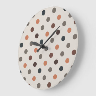 Light Earth Tone Woodlands Polka Dots Design Large Clock