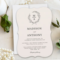 Light Ecru Simple Elegant Monogram Wedding