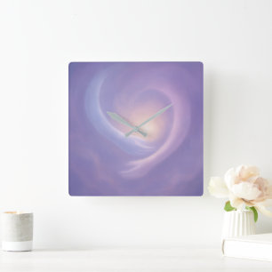 Light Embrace Serene Abstract in Lavender Light Square Wall Clock