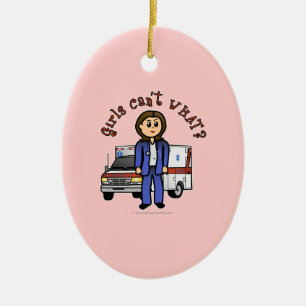 Light EMT Paramedic Girl Ceramic Tree Decoration