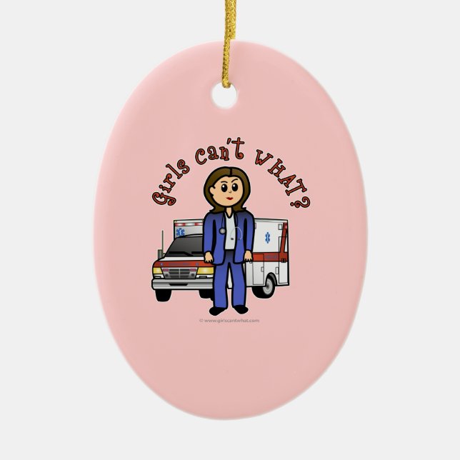 Light EMT Paramedic Girl Ceramic Tree Decoration (Front)
