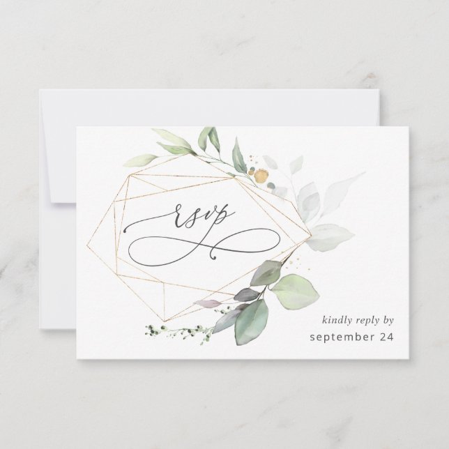 Light Eucalyptus Glow Gold w Meal RSVP Card (Front)