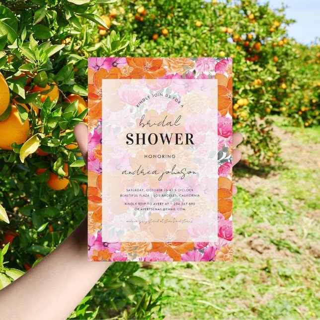 Light Faded Pink Orange Garden Bridal Shower Invitation (Creator Uploaded)