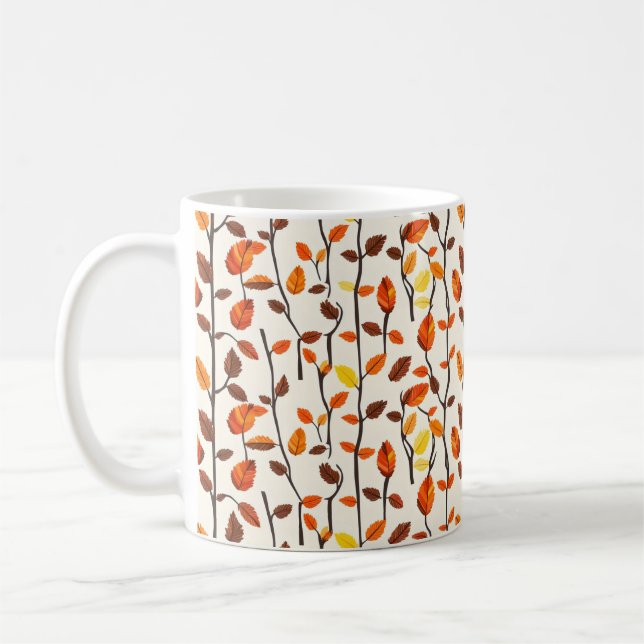 Light Fall Leaves Pattern Coffee Mug (Left)