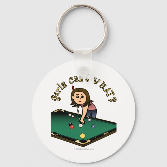 Light Female Billiards Player Key Ring (Front)