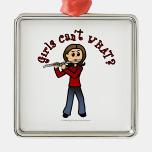 Light Female Flute Player Metal Ornament