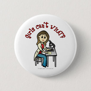 Light Female Scientist 6 Cm Round Badge