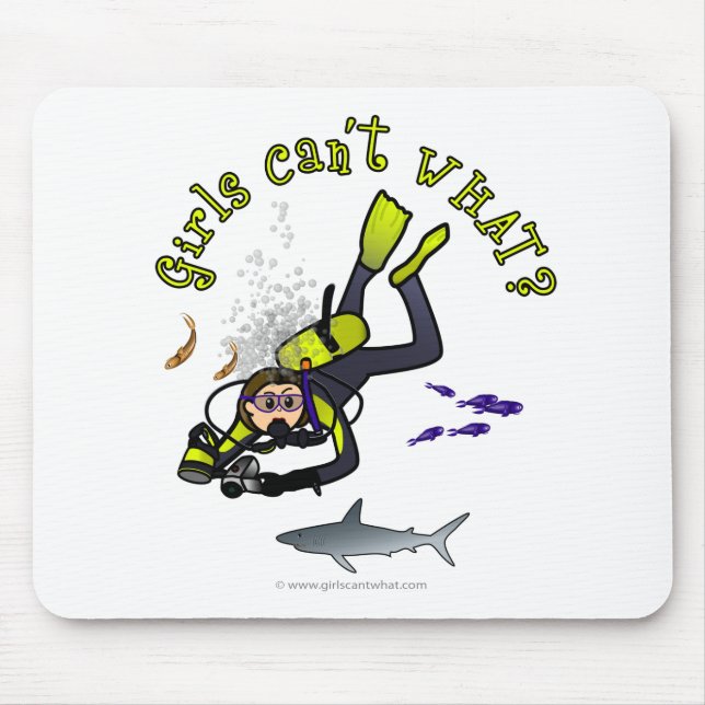 Light Female Scuba Diver Mouse Pad (Front)