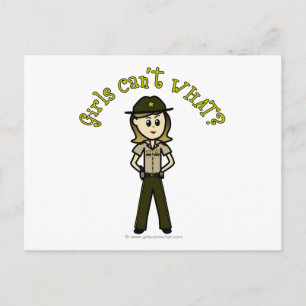 Light Female Sheriff in Brown Uniform Postcard