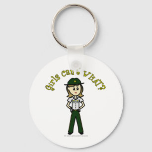 Light Female Sheriff in Green Uniform Key Ring