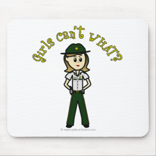 Light Female Sheriff in Green Uniform Mouse Pad