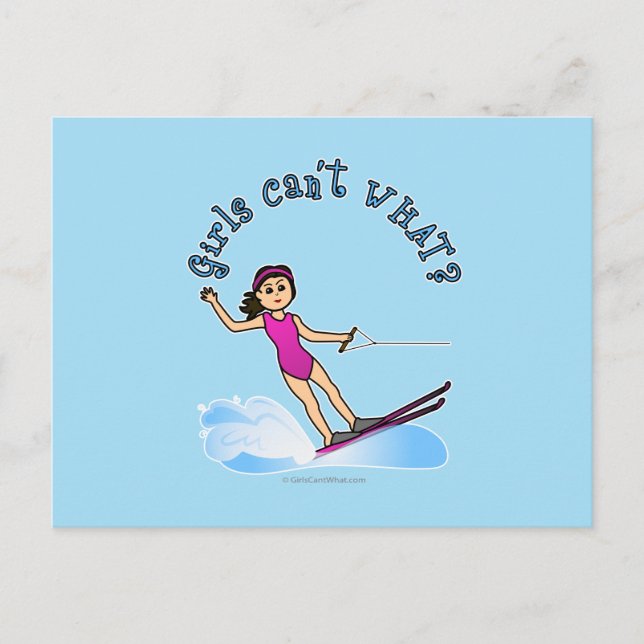 Light Female Water Skier Postcard (Front)