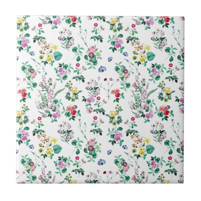 Light Floral Pattern Ceramic Tile (Front)