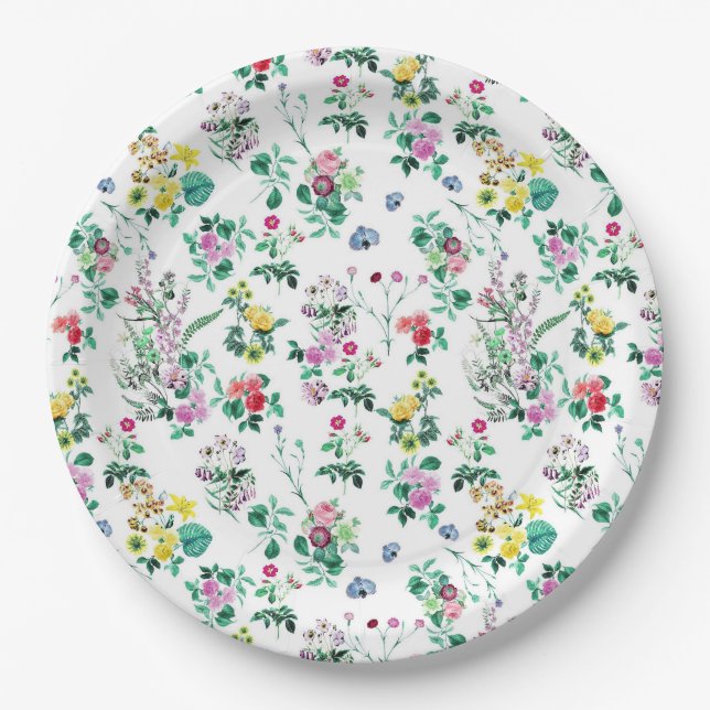 Light Floral Pattern Paper Plate (Front)