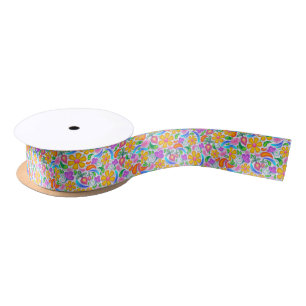 light floral ribbon satin ribbon