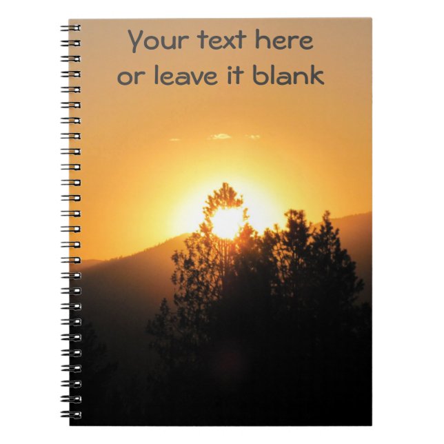 Light For Inspiration Bright Sunset through tree Notebook (Front)