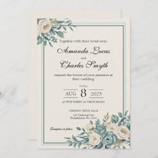 Light Formal Floral Wedding Invitation
