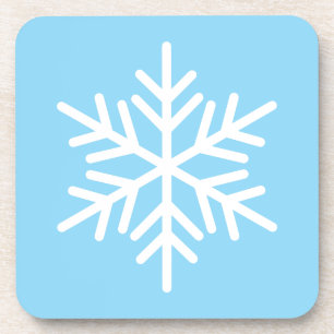 Light Frost Blue Background White Nordic Snowflake Coaster
