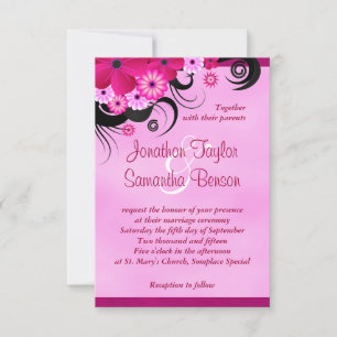 Light Fuchsia Floral 3.5" x 5" Wedding Invites