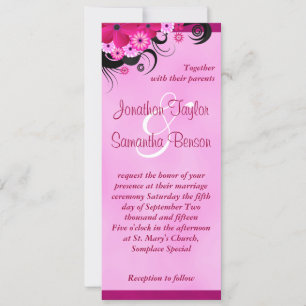 Light Fuchsia Floral 4" x 9.25" Wedding Invite