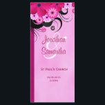 Light Fuchsia Floral Wedding Program Template Card<br><div class="desc">© Sunny Mars Designs - Floral Hibiscus: Soft Light Fuchsia Magenta Wedding Program Rackcards - This fully customisable custom wedding programme template features an illustration of a dark pink,  purple or fuschia swirly hibiscus floral decoration.  Personalise it by adding your wedding party and wedding ceremony details.</div>