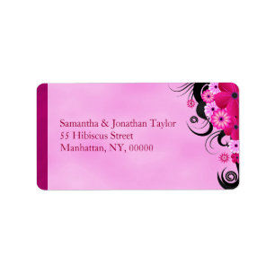 Light Fuchsia Magenta Floral Wedding Address Label