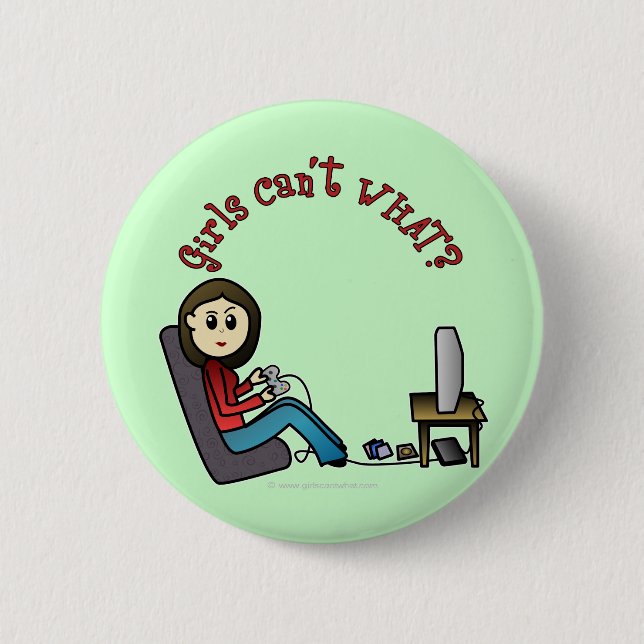 Light Gamer Girl 6 Cm Round Badge (Front)