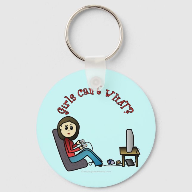 Light Gamer Girl Key Ring (Front)