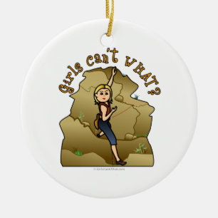 Light Girl Rock Climber Ceramic Ornament