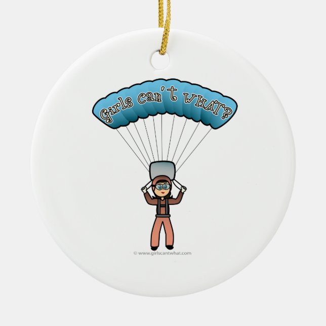 Light Girl Sky Diver Ceramic Tree Decoration (Front)