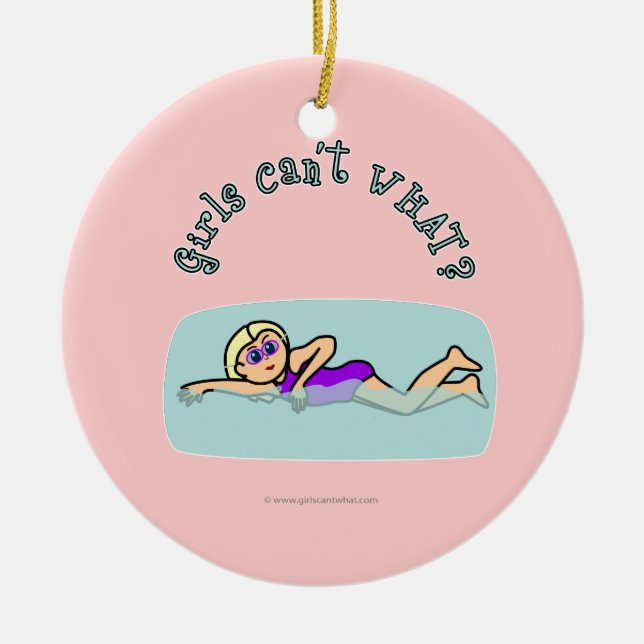 Light Girl Swimming Ceramic Ornament (Front)