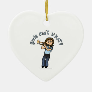 Light Girl Trumpet Player Ceramic Ornament