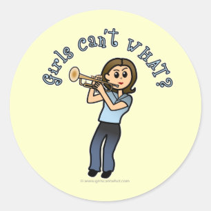 Light Girl Trumpet Player Classic Round Sticker