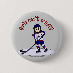 Light Girls Hockey Player 6 Cm Round Badge