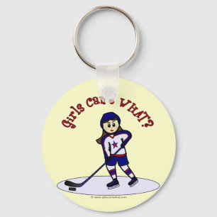 Light Girls Hockey Player Key Ring