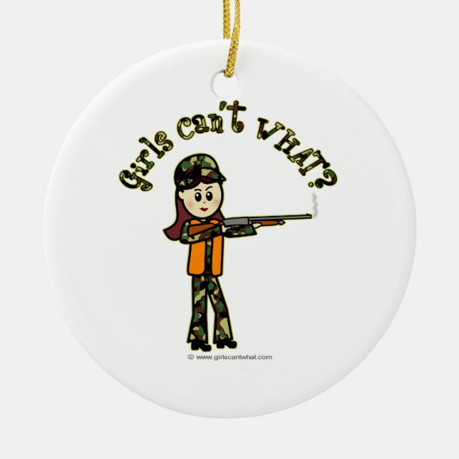 Light Girls Hunting Ceramic Ornament (Front)