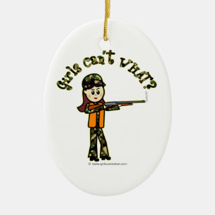 Light Girls Hunting Ceramic Ornament