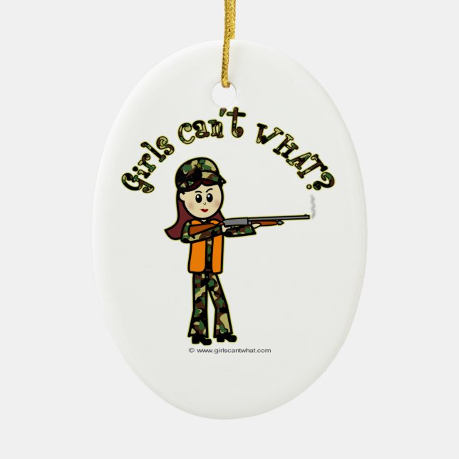 Light Girls Hunting Ceramic Ornament (Front)