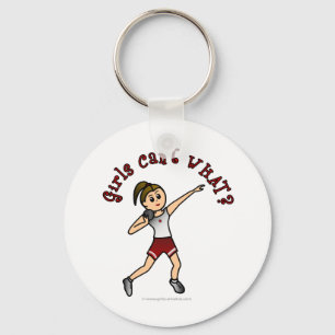 Light Girls Shot Put in Red Uniform Key Ring