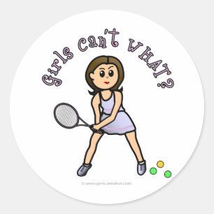 Light Girls Tennis Player Classic Round Sticker