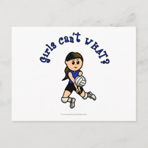 Light Girls Volleyball in Blue Uniform Postcard