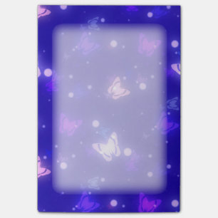 Light Glow Butterflies Dark Blue Design Post-it Notes