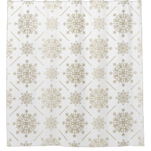 Light Gold Abstract Snowflakes Pattern Shower Curtain
